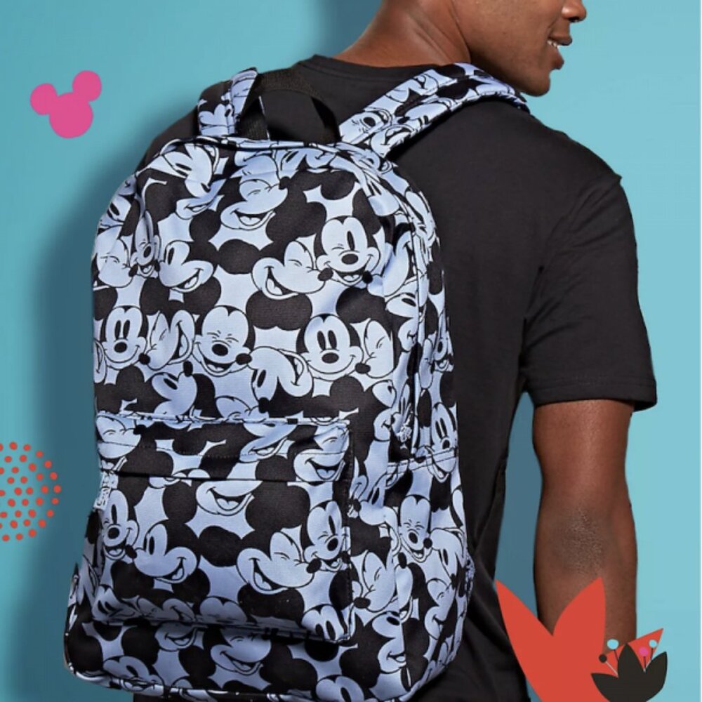 NWT Disney Store Mickey Mouse Faces Backpack School Adult Blue